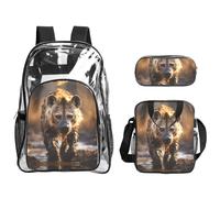 WZYCWB Lone Hyena Printed backpack set | Lunch bag and pencil case | Perfect for work, business trips, and vacations.