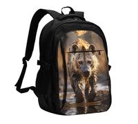 WZYCWB Lone Hyena Printed laptop backpack, business men's commuter backpack, computer bag with USB port charging