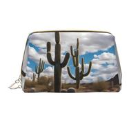 WZYCWB lots of cactus Leather cosmetic bag with pockets, portable travel cosmetic bag, large capacity cosmetic storage bag,