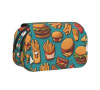 WZYCWB lots of cartoon burger fries Portable Pencil Case ideal for organizing pens in the office or storing makeup brushes