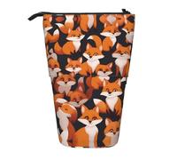 WZYCWB Lots of Cartoon Little Foxes Printed Retractable Pen Holder Suitable for use as a Simple Cosmetic Bag, Wallet, etc.