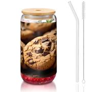 WZYCWB Lots of cookies. Printed bamboo lid glass for hot and cold iced coffee, milk tea, and beer. A stylish water cup.