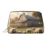 WZYCWB Lots of cute sheep Leather cosmetic bag with pockets, portable travel cosmetic bag, large capacity cosmetic storage bag,