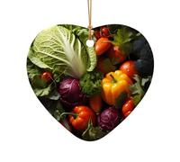 WZYCWB Lots of fresh vegetables patterned Heart Shape ceramic pendant, perfect for decorating your home Christmas tree for winter parties