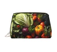 WZYCWB Lots of Fresh Vegetables Printed Leather Cosmetic Bag for Women - Stylish and Soft, Durable