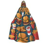 WZYCWB Lots of tasty food Printed Hooded Cape - Perfect for Halloween parties, theatrical performances, and photoshoots.