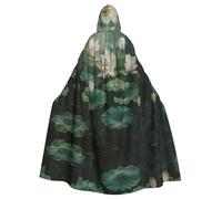 WZYCWB Lotus leaf Printed adult party decoration cape, Halloween hooded cape, unisex Halloween, carnival, masquerade, role play