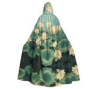 WZYCWB Lotus Pond Printed adult party decoration cape, Halloween hooded cape, unisex Halloween, carnival, masquerade, role play