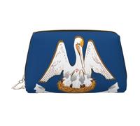WZYCWB Louisiana State Flag Patterned Leather Cosmetic Bag - Perfect for Carry-On or Home Organization
