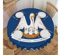 WZYCWB Louisiana State Flag Printed Round Tablecloth, Party Table Protector, 60-inch Diameter, Suitable for Indoor and Outdoor Dining or Decoration.