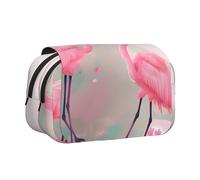 WZYCWB Love Flamingo Patterned Portable Pencil Case ideal for organizing pens in the office or storing makeup brushes