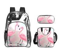 WZYCWB Love Flamingo Printed backpack set | Lunch bag and pencil case | Perfect for work, business trips, and vacations.