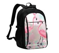 WZYCWB Love Flamingo Printed laptop backpack, business men's commuter backpack, computer bag with USB port charging