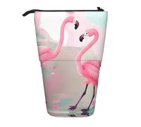 WZYCWB Love Flamingo Printed Retractable Pen Holder Suitable for use as a Simple Cosmetic Bag, Wallet, etc.