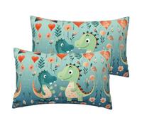 WZYCWB Lovely Little Dinosaur Baby Patterned 2-pack faux linen pillowcases, ideal for bedroom sofas
