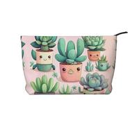 WZYCWB Lovely succulent plants Corduroy cosmetic bag, women's portable zipper handbag purse, suitable for travel and daily storage, cosmetics