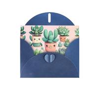 WZYCWB Lovely succulent plants Patterned Blue Holiday Card (6x4) with Envelope. Suitable for birthdays, weddings, and condolences.