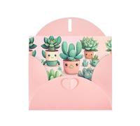 WZYCWB Lovely succulent plants Patterned Pink Holiday Card (6x4) with Envelope. Suitable for birthdays, weddings, and condolences.