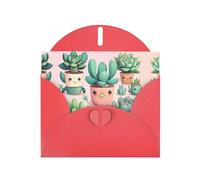 WZYCWB Lovely succulent plants Patterned Red Holiday Card (6x4) with Envelope. Suitable for birthdays, weddings, and condolences.