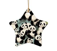 WZYCWB Lying giant pandas patterned Star Shape ceramic pendant, perfect for decorating your home Christmas tree for winter parties