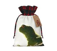 WZYCWB Lying lizard Christmas Gift Bags for Christmas Party Supplies Decorations, 8.3 * 11.8 Inch Colorblock Burlap Drawstring Gift Bags,