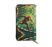 WZYCWB Macaques on the tree Printed leather wallet, 7.5 x 4.1-inch long credit card holder, portable travel cash wallet