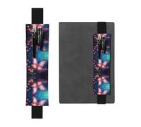 WZYCWB Magic Butterfly Printed Large-Capacity PVC Pen Holder + Creative Diary Pen Bag Set with Elastic Band Anti-Slip Design