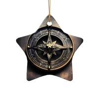 WZYCWB Magical Design Norse Runes Compass patterned Star Shape ceramic pendant, perfect for decorating your home Christmas tree for winter parties