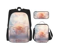 WZYCWB Magical White Roses School Bag + Pencil case + Lunch Bag Combination Backpack Suitable for Everyday Commuting