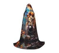 WZYCWB Majestic and majestic lion S Printed youth hooded cloak perfect for wizards and role-play costumes (S-L)