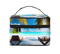 WZYCWB Maldives Holidays Large cosmetic bag for women, portable large capacity cosmetic bag, travel cosmetic bag storage bag for girls, Black, One Size, Black, One Size