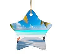 WZYCWB Maldives Holidays patterned Star Shape ceramic pendant, perfect for decorating your home Christmas tree for winter parties