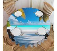 WZYCWB Maldives Holidays Printed Round Tablecloth, Party Table Protector, 60-inch Diameter, Suitable for Indoor and Outdoor Dining or Decoration.