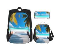 WZYCWB Maldives Holidays School Bag + Pencil case + Lunch Bag Combination Backpack Suitable for Everyday Commuting