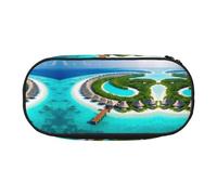 WZYCWB Maldives Scenery Large Capacity Pencil Bag - Multifunctional Storage Box, Portable and Durable Pencil Bag for Office and School Supplies
