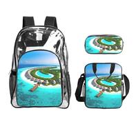 WZYCWB Maldives Scenery Printed backpack set | Lunch bag and pencil case | Perfect for work, business trips, and vacations.
