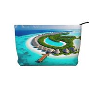 WZYCWB Maldives Scenery Printed Cosmetic Storage Bag, Perfect for Business Trips and Travel.