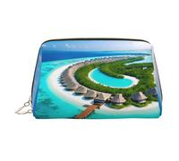 WZYCWB Maldives Scenery Printed Leather Cosmetic Bag - Stylish and Portable Cosmetic Storage Bag