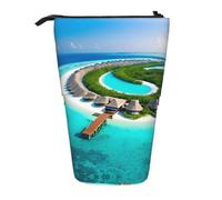 WZYCWB Maldives Scenery Printed Retractable Pen Holder Suitable for use as a Simple Cosmetic Bag, Wallet, etc.