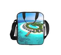 WZYCWB Maldives Scenery Transparent Shoulder Bag Lunch Handbag with Zipper and Shoulder Strap for Women Men Work Shopping