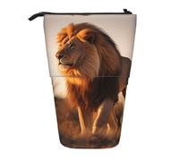 WZYCWB Male Lion Printed Retractable Pen Holder Suitable for use as a Simple Cosmetic Bag, Wallet, etc.