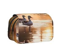WZYCWB Mallard ducks at sunset Portable Pencil Case ideal for organizing pens in the office or storing makeup brushes