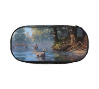 WZYCWB Mallard Ducks Swimming Large Capacity Pencil Bag - Multifunctional Storage Box, Portable and Durable Pencil Bag for Office and School Supplies