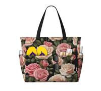 WZYCWB Many beautiful roses Foldable beach travel bag, large capacity beach bag with zipper, perfect for shopping bags, pool, gym, travel shopping,