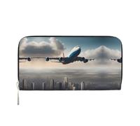 WZYCWB many cartoon dollars Leather clutch bags zipper wallets and card holders are perfect for travel or daily use, High Altitude Airplane, One Size