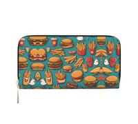 WZYCWB many cartoon dollars Leather clutch bags zipper wallets and card holders are perfect for travel or daily use, Lots Of Cartoon Burger Fries, One Size