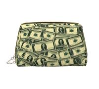 WZYCWB many cartoon dollars Leather cosmetic bag with pockets, portable travel cosmetic bag, large capacity cosmetic storage bag,