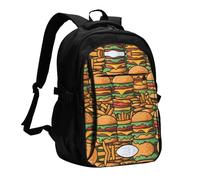WZYCWB many cute burgers Printed laptop backpack, business men's commuter backpack, computer bag with USB port charging