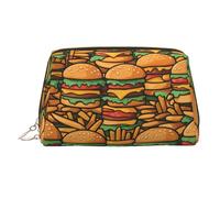 WZYCWB Many Cute Burgers Printed Leather Cosmetic Bag for Women - Stylish and Soft, Durable