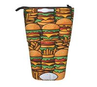 WZYCWB Many Cute Burgers Printed Retractable Pen Holder for Dorm or Office use.